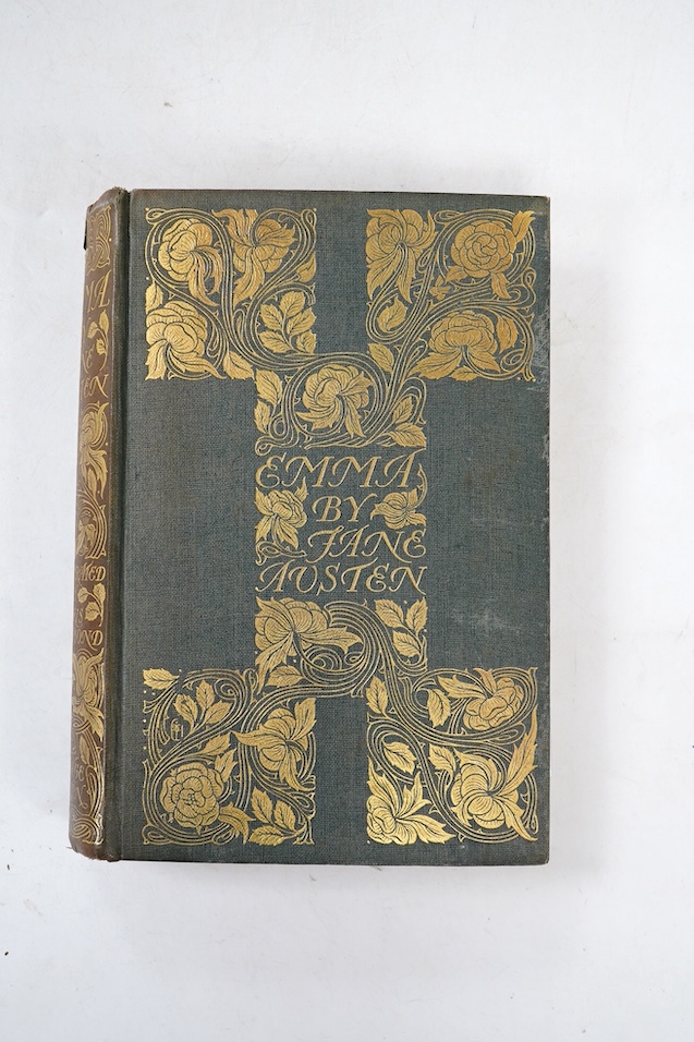 Austen, Jane - Emma. With an introduction by Joseph Jacobs and illustrations by Chris Hammond. decorated title, frontis. and num. illus. (some full page); publisher's gilt floral decorated cloth and gilt top, cr. 8vo. Ge